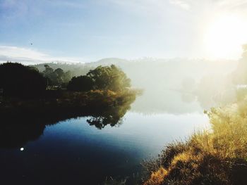 Scenic view of lake against sky