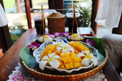 Mango sticky rice with coconut milk