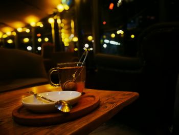 Close-up of wine on table
