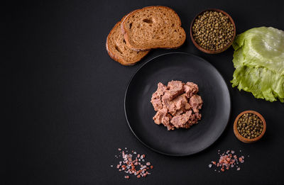 High angle view of food on table