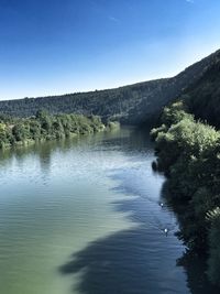 Scenic view of river against clear sky