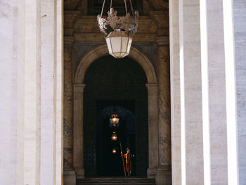 Illuminated chandelier in building