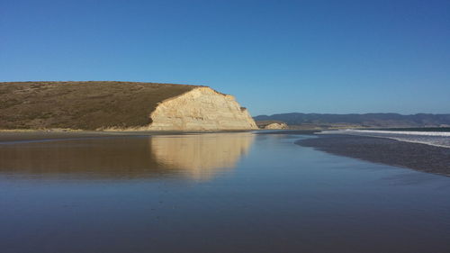 Scenic view of landscape against clear blue sky