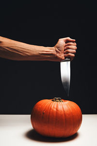 Close-up of pumpkin on table