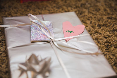 High angle view of paper painting on table