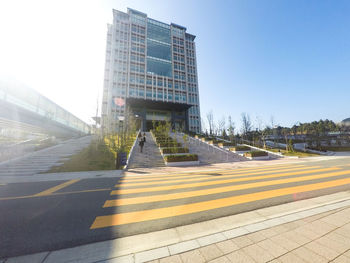 Modern buildings against clear sky