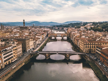 High angle view of bridge over river in city