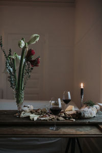 Cheese and bread on table