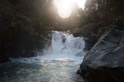 Scenic view of waterfall