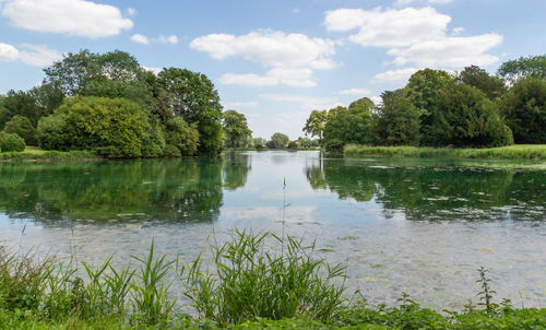 Scenic view of lake against sky