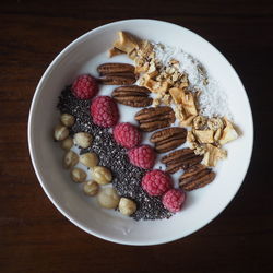 Directly above shot of breakfast served on table