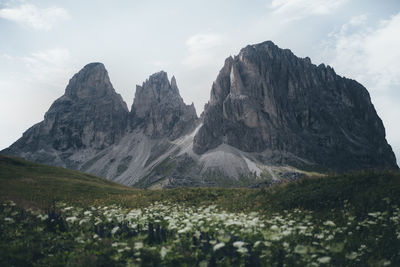 Scenic view of rocky mountains against sky