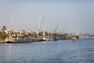 Beautiful fishing and pleasure boats on the nile in luxor. 