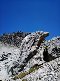 Scenic view of mountain against clear blue sky