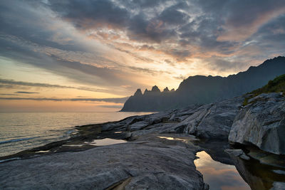 Scenic view of sea against sky during sunset