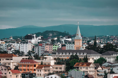 Buildings in city against sky