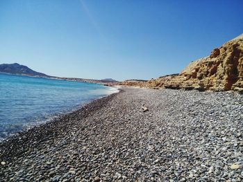 Scenic view of beach against clear sky