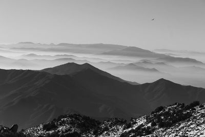 Scenic view of mountains against clear sky