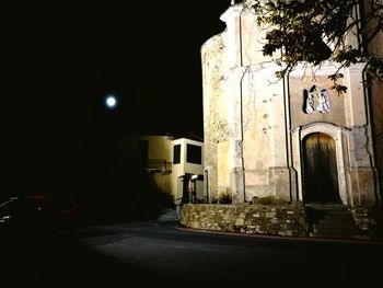 Illuminated building at night