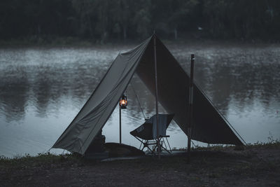 Sailboat on lakeshore