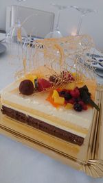 Close-up of food in plate on table