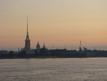View of buildings against sky during sunset