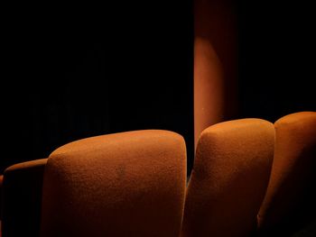 Close up of electric lamp against black background