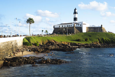 Farol da barra in salvador, brazil seen on a bright sunny day. 