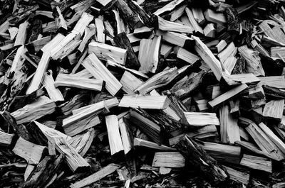 Full frame shot of stack of firewood