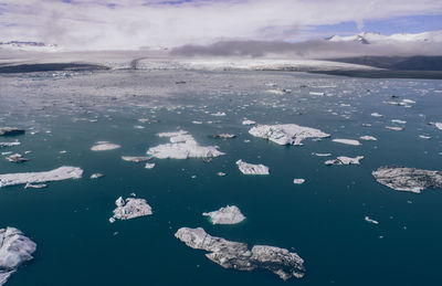 Aerial view of sea against sky