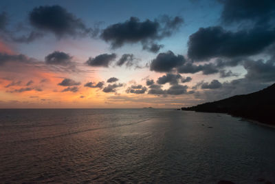 Scenic view of sea against sky at sunset