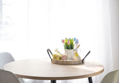 Potted plant on table at home