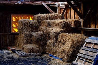 Straw stacked in barn