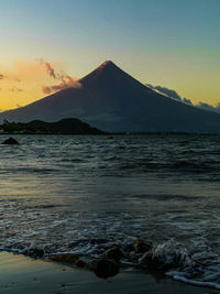 Scenic view of sea during sunset