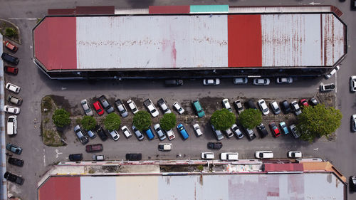 High angle view of telephone booth