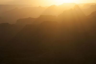 Scenic view of grand canyon during foggy weather