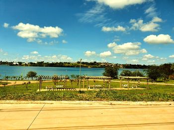 Scenic view of river against sky