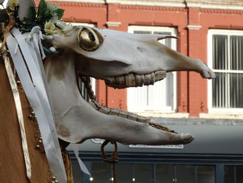 Close-up of horse sculpture