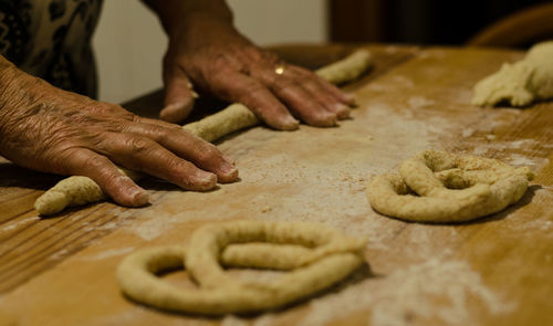 Close-up of person preparing food