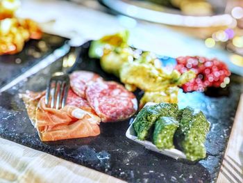 Close-up of vegetables in plate on table