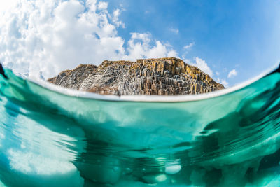 Half water surface, drift ice in rausu,shiretoko