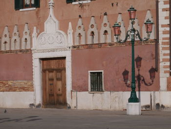 Exterior of old building in city