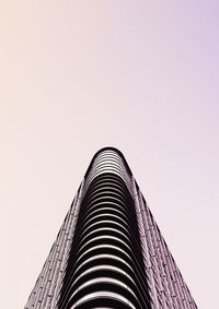 Low angle view of spiral staircase against clear sky