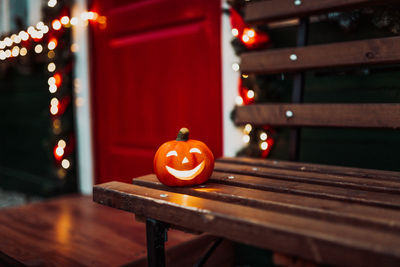 Close-up of illuminated christmas lights on table