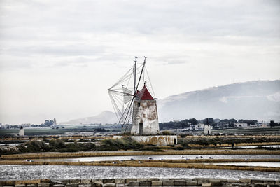 Wind turbines on landscape