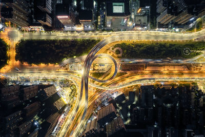 High angle view of buildings in city