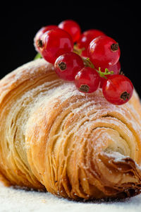Close-up of dessert on black background