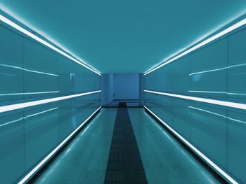 Interior of illuminated subway station