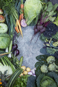 High angle view of vegetables in market