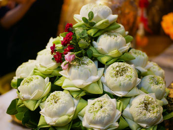 Close-up of fresh white flowers in market